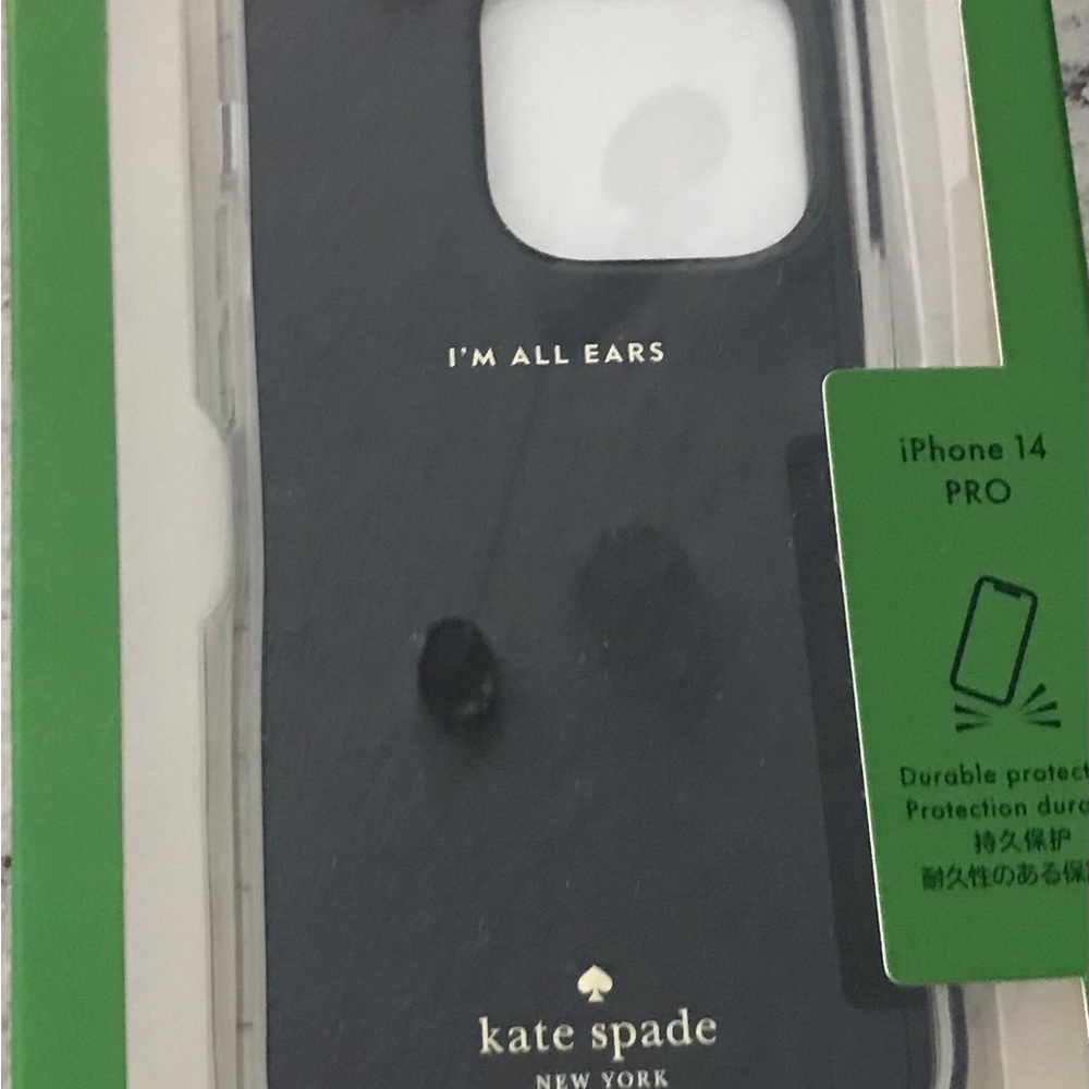 kate spade New York Black iPhone 14 Pro Case - "I'm All Ears" New in package